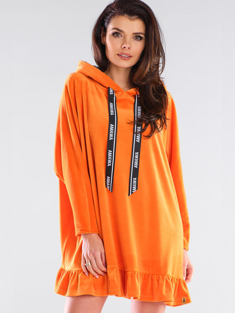 Sukienka dresowa z kapturem damska Awama A419 1132577 One Size Pomarańczowa (5902360554979) - obraz 1