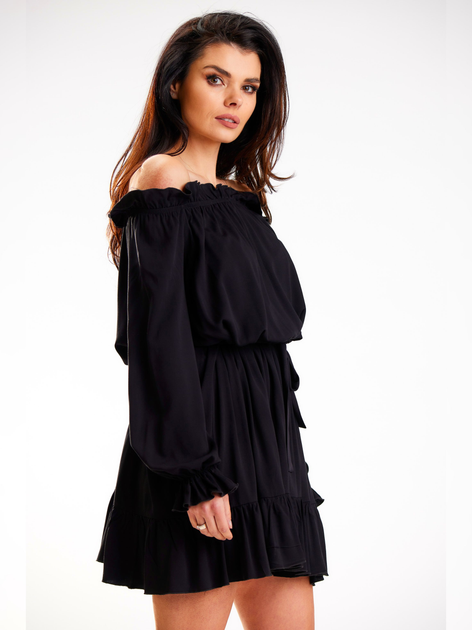 Sukienka trapezowa damska mini Awama A578 1419308 S/M Czarna (5902360579934) - obraz 3