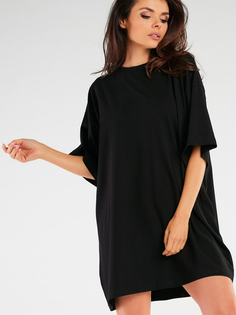 Sukienka T-shirt damska oversize Infinite You M255 1424469 One Size Czarna (5902360558571) - obraz 1