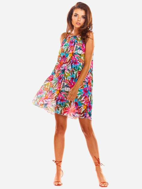 Sukienka letnia damska w kwiaty Awama A289 106772 S/M Różowa (5902360539082) - obraz 6