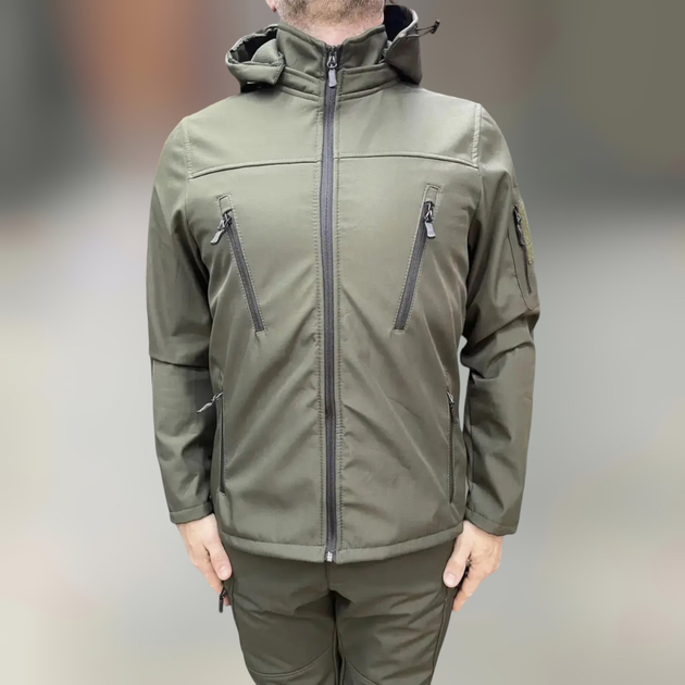 Куртка тактическая, Softshell, цвет Олива, размер 3XL, демисезонная флисовая куртка для военных софтшелл - изображение 1