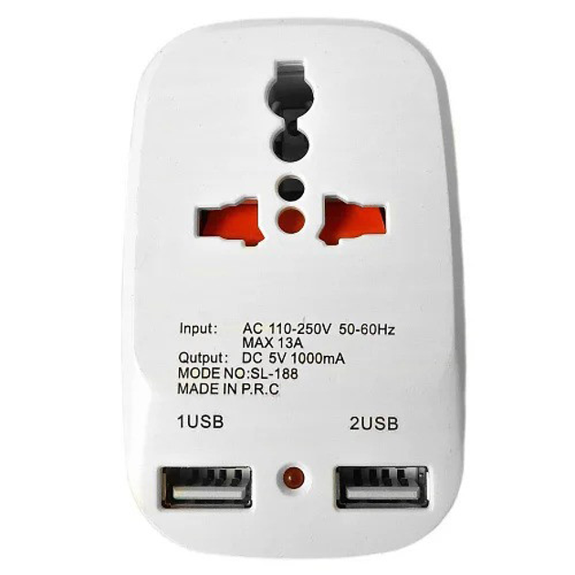 Сетевой разветвитель с юсб Travel Adaptor 823, тройник с 2 usb выходами ...