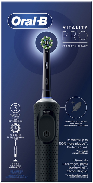 Elektryczna szczoteczka do zębów Oral-B Vitality Pro Protect X Clean D103 Black - obraz 3