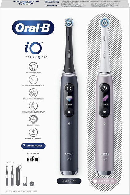 Zestaw szczoteczek elektrycznych Oral-B iO Series 9 Duo Black Onyx/Rose Quartz (4210201411574) - obraz 7