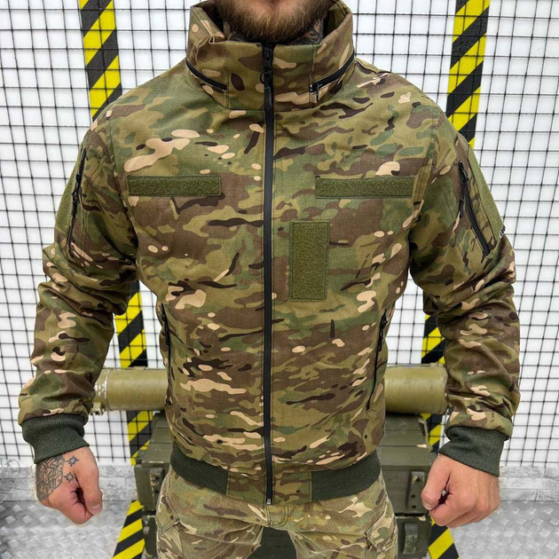 Мужская демисезонная Куртка рип-стоп на синтепоне зеленый мультикам размер 2XL - изображение 1
