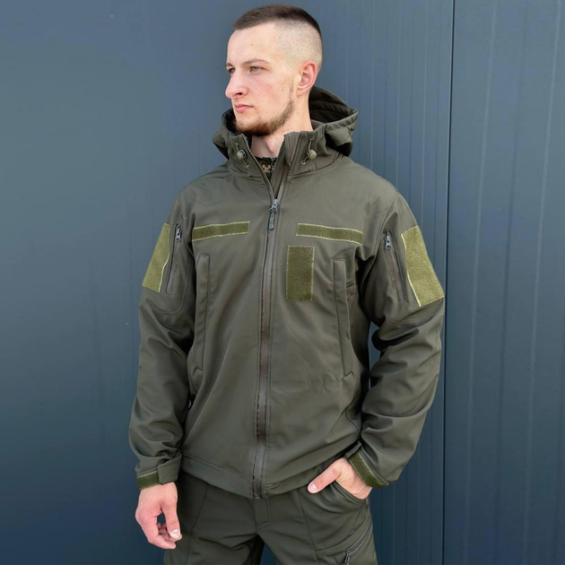 Чоловіча Куртка Softshell з Флісовою підкладкою олива / Демісезонний верхній одяг розмір 3XL - зображення 1