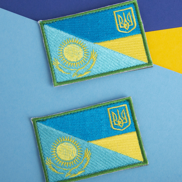 Шеврон на липучке флаг Украина и Казахстан 5,5х8 см - изображение 2