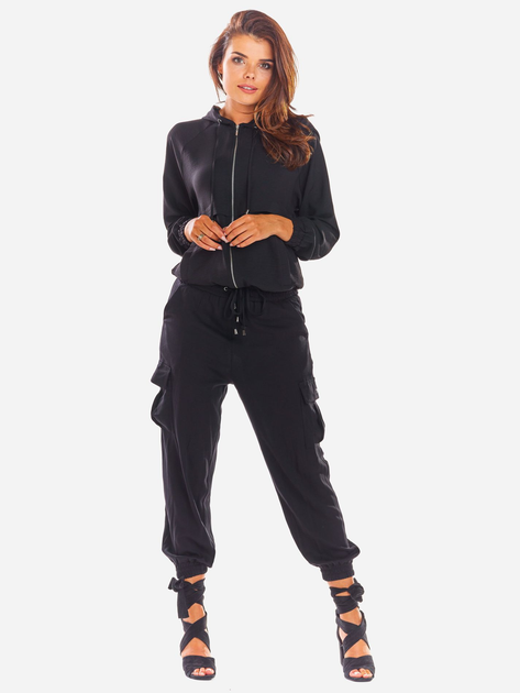 Толстовка на блискавці з капюшоном жіноча Awama A294 106788 L-XL Чорна (5902360539884) - зображення 3