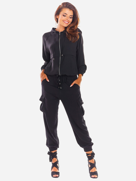 Толстовка на блискавці з капюшоном жіноча Awama A294 106788 L-XL Чорна (5902360539884) - зображення 6