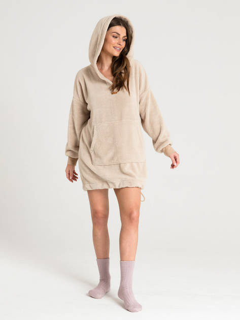 Bluza damska z kapturem długa LaLupa LA081 1104304 2XL Cappuccino (5903887648356) - obraz 3
