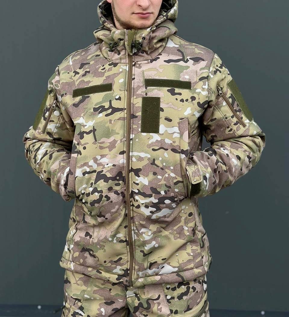 Тактическая куртка мультикам софтшелл осень флисовая теплая, Куртка Softshell Multicam Soft shell мультикам XXL - изображение 1