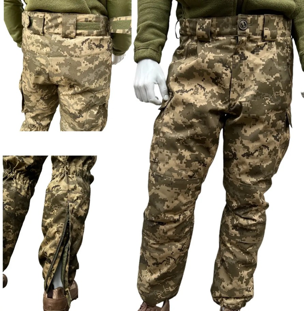 Статутні тактичні зимові військові штани на шерстипоні піксель ММ-14, ШВВЗ з утеплювачем 50/5 - зображення 1