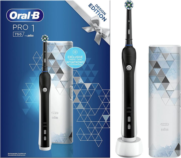 Електрична зубна щітка Oral-B Braun Pro1 750 Cross Action Black/White (4210201319290) - зображення 1