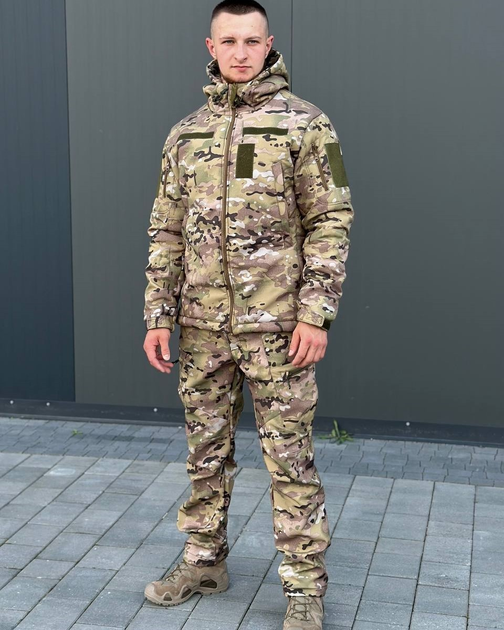 Військова тактична форма софтшелл (Soft Shell) мультикам, тепла демісезонна форма костюм Мультикам Softshell демісезонна військова форма Multicam XXL - зображення 1
