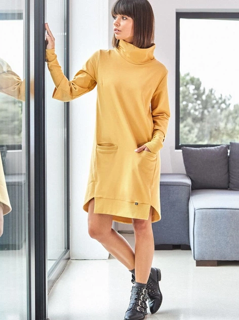 Sukienka tunika damska BeWear B089 87095 M Żółta (5903068418068) - obraz 4