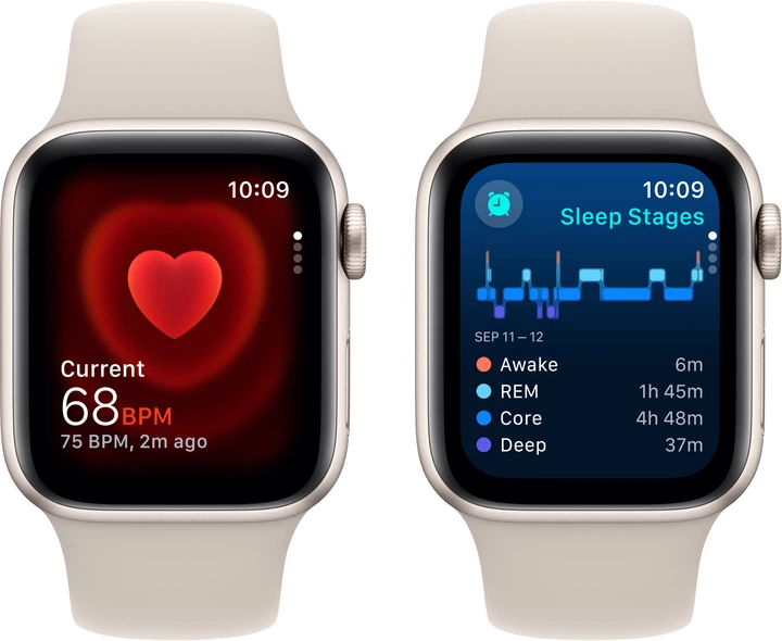 Smartwatch Apple Watch SE (2023) GPS 40mm Starlight Aluminium Case with Starlight Sport Band - S/M (MR9U3) - obraz 5