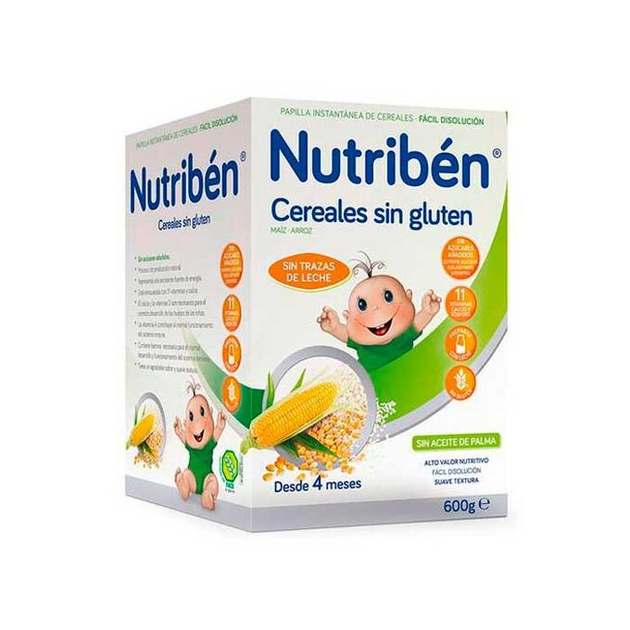 Каша для немовлят Nutriben Nutribn Gluten Free Cereals із кукурудзою та гречаною кашею 600 г (8430094056348) - зображення 1