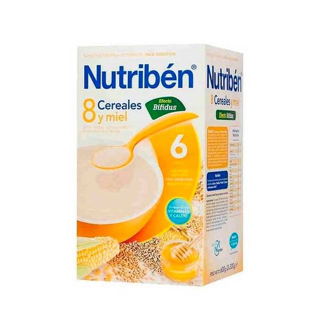 Kaszka wieloziarnista dla dzieci Nutriben Nutribn 8 Cereals and Honey Bifidus 600 g (8430094056423) - obraz 1