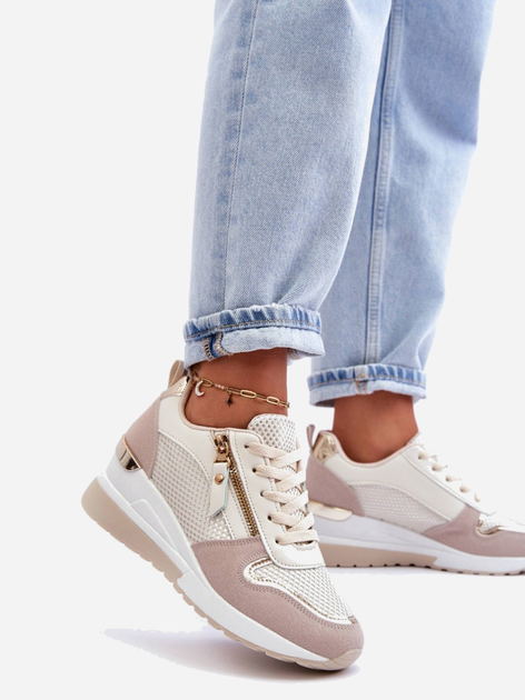 Sneakersy damskie na koturnie Sivan 39 Beżowy/Biały (5905677659429) - obraz 6