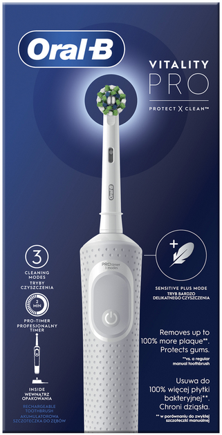Szczoteczka elektryczna do zębów Oral-B Braun D103 Vitality Pro CrossAction White (4210201427223) - obraz 3