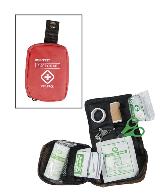 Міні аптечка тактична Mil-Tec Укомплектована Червона FIRST AID PACK MINI RED (16025810) - изображение 1