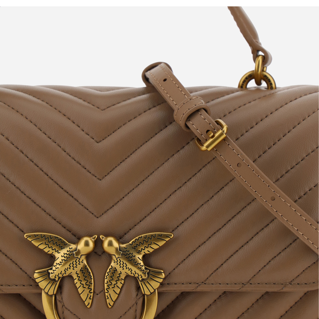 Torebka crossbody damska ze skóry naturalnej Pinko Love Lady Shoulder Bag 100043A0GK Beżowa (8057769070708) - obraz 3