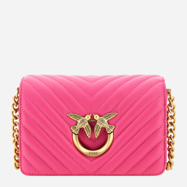 Torebka crossbody damska ze skóry naturalnej Pinko Love Click Mini Shoulder Bag 100067A0GK Różowa (8057769088284) - obraz 1