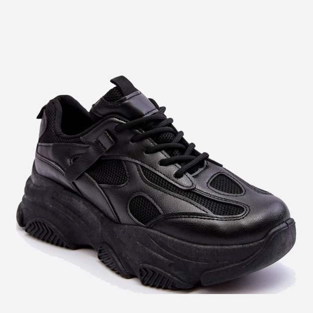 Sneakersy damskie z siatką na wysokiej platformie wysokie Agnenia 39 Czarne (5905677651577) - obraz 3