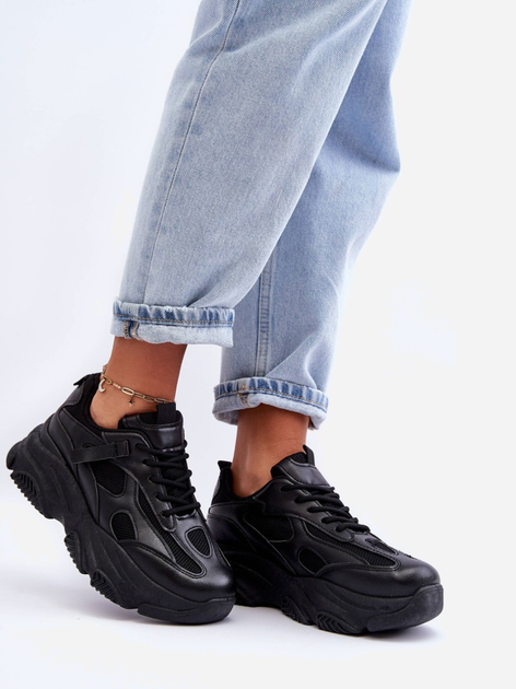 Sneakersy damskie z siatką na wysokiej platformie wysokie Agnenia 39 Czarne (5905677651577) - obraz 6
