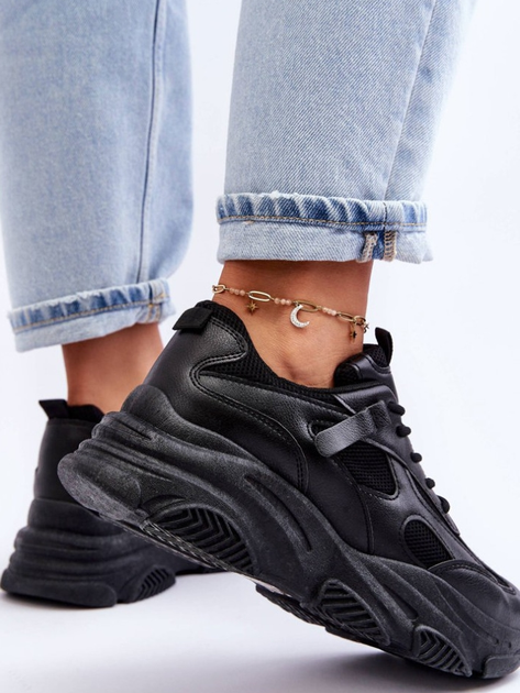 Sneakersy damskie z siatką na wysokiej platformie wysokie Agnenia 39 Czarne (5905677651577) - obraz 7