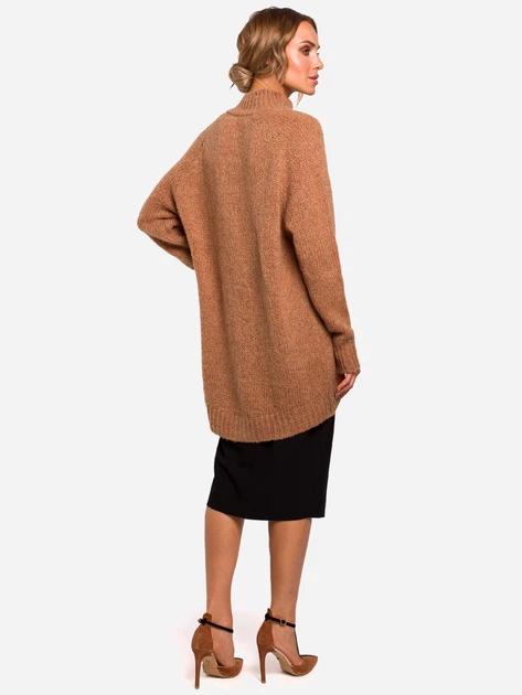 Sweter z golfem damski długi Made Of Emotion M468 S/M Camel (5903068452055) - obraz 4