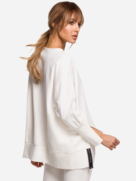 Bluza damska bez kaptura oversize Made Of Emotion M491 S/M Ecru (5903068475009) - obraz 2