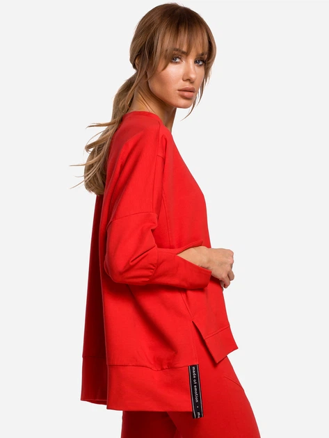 Bluza damska bez kaptura oversize Made Of Emotion M491 S/M Czerwona (5903068474941) - obraz 2