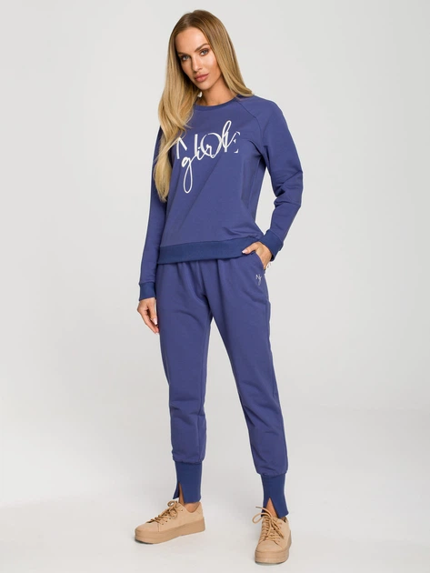 Bluza damska bez kaptura Made Of Emotion M693 S Indigo (5903887672849) - obraz 3