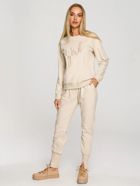 Bluza damska bez kaptura Made Of Emotion M693 2XL Jasnobeżowa (5903887672917) - obraz 5