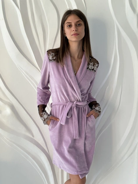 Халат жіночий велюровий з довгими рукавами Felisiya Lingerie Бузковий 73-2191 S (2000002850014) - Фото 2 Халат жіночий велюровий з довгими рукавами Felisiya Lingerie Бузковий 73-2191 S (2000002850014) - зображення 2