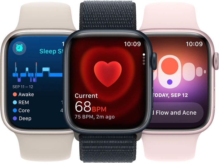 Smartwatch Apple Watch Series 9 GPS 41mm Silver Aluminium Case with Storm Blue Sport Band - M/L (MR913) - obraz 7
