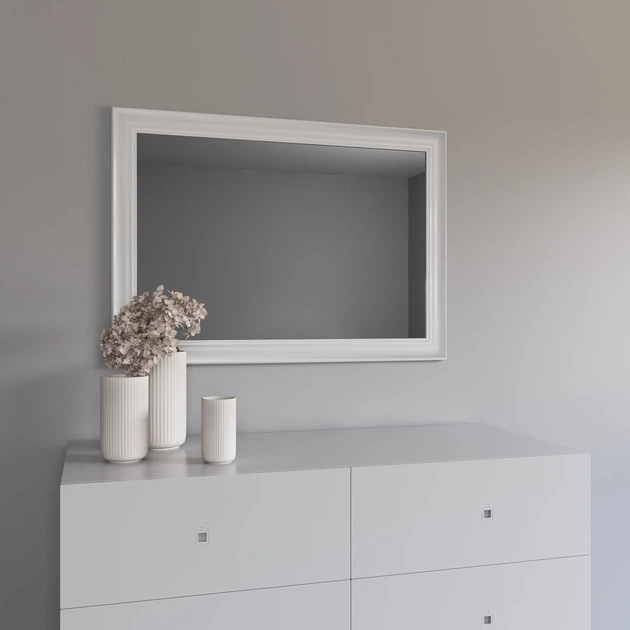 Зеркало настенное 102х72 Белый глянец Black Mirror 7024-291SW в комнату спальню коридор прихожую гостиную детскую ванную - Фото 2 Зеркало настенное 102х72 Белый глянец Black Mirror 7024-291SW в комнату спальню коридор прихожую гостиную детскую ванную - изображение 2