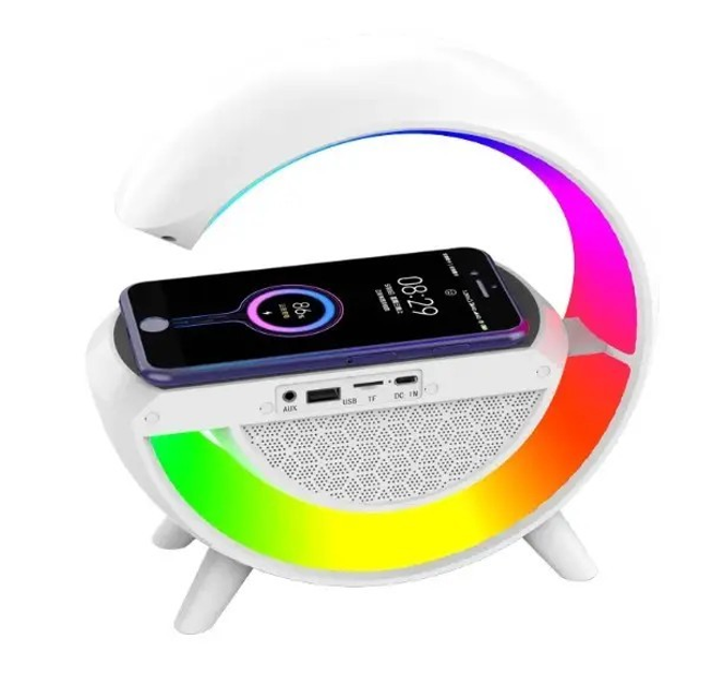 Лампа-ночник с беспроводной зарядкой, Bluetooth колонкой и будильником ...