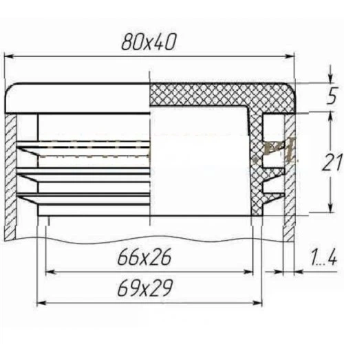 Заглушка Термопласт прямокутна 40x80мм, чорна (713483) - Фото 2 Заглушка Термопласт прямокутна 40x80мм, чорна (713483) - зображення 2