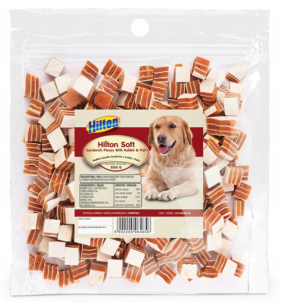 Ласощі для собак Hilton м'які бутерброди з кроликом та рибою 500 г (DLPHLTPRZ0028) - зображення 1