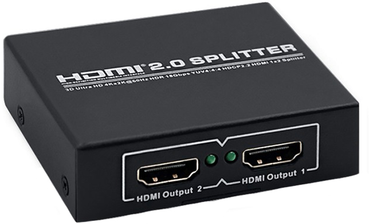 Активний розподільник Qoltec Splitter HDMI 2.0 1x2 (5901878523323) - зображення 1