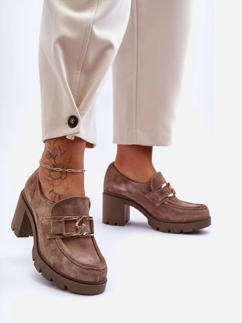 Loafersy damskie Lemar Harmell 38 Ciemnobeżowe - obraz 5