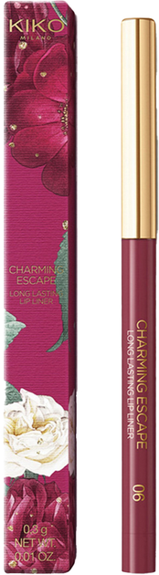 Kredka do ust Kiko Milano Charming Escape Long Lasting Lip Liner 06 Refined Wine 0.3 g (8025272978439) - obraz 1