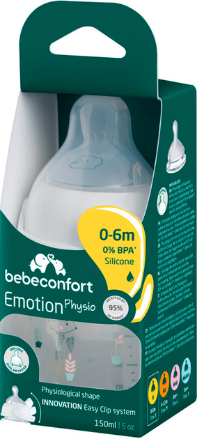 Бутылочка для кормления Bebe Confort Emotion Physio Urban Garden 150 мл Белая (3102209110) - изображение 3