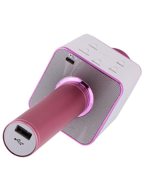 Беспроводной караоке микрофон Bluetooth UTM Q7s PRO стерео с функцией эхо, USB, кейс Розовый - изображение 5