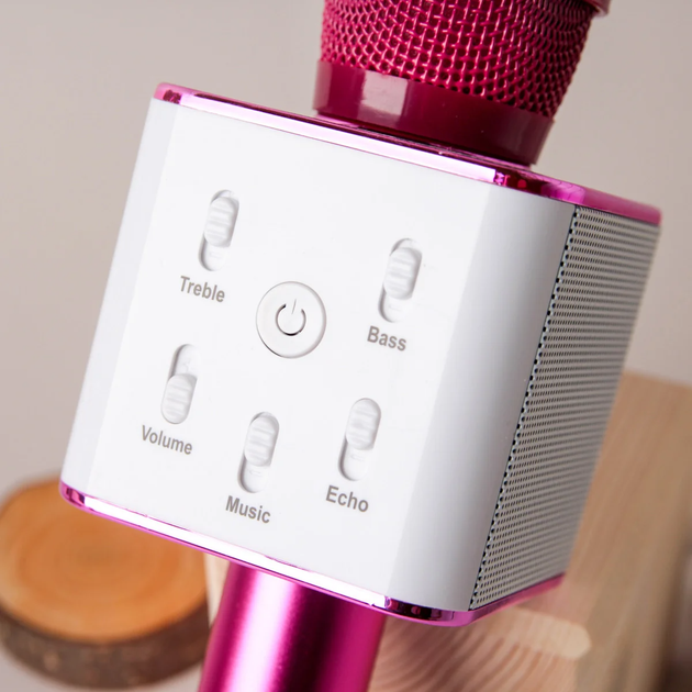 Беспроводной караоке микрофон Bluetooth UTM Q7s PRO стерео с функцией эхо, USB, кейс Розовый - изображение 7