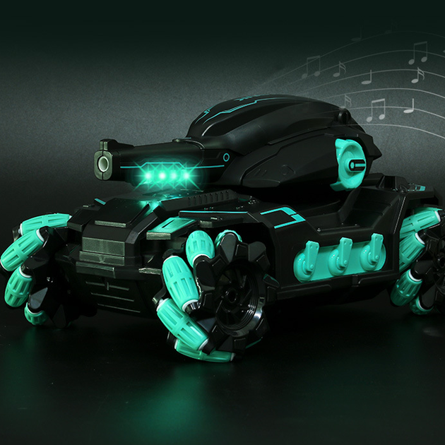 Танк на радиоуправлении пультом и браслетом Play Smart Tank 360°№1 пар, дрифт, едет во все стороны, стреляет гидрогелевыми пулями со звуком и светом Мятный - изображение 7