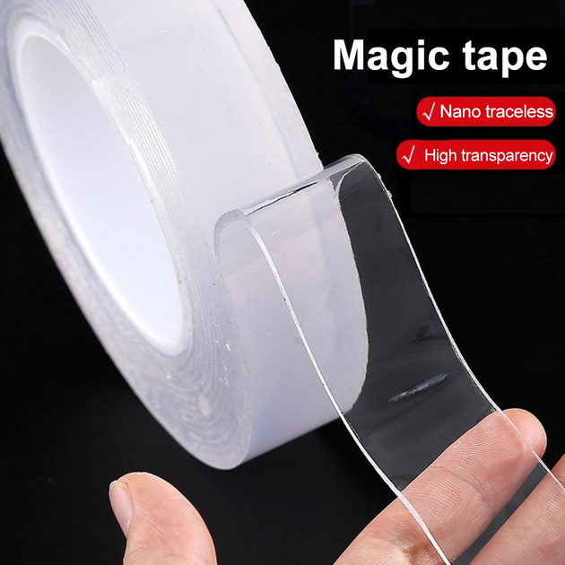 Сверхпрочная многоразовая крепежная лента Diy Home Monster Tape 3м прозрачная, двухсторонняя, не оставляет следа - изображение 8
