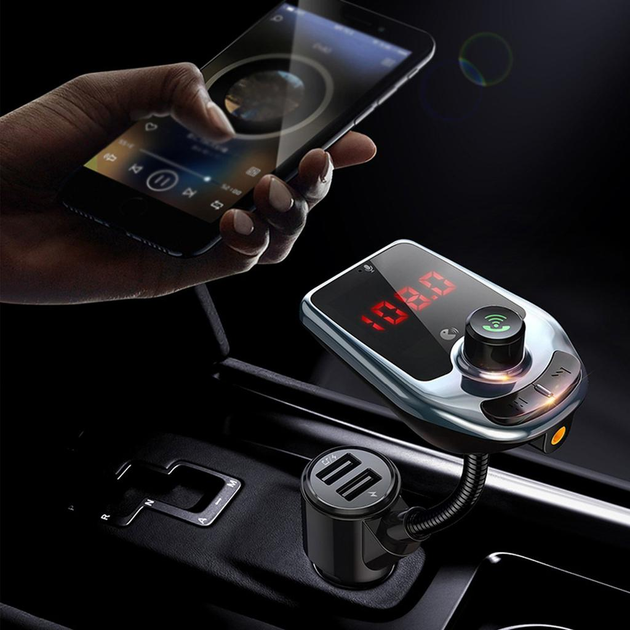 Фм-трансмиттер автомобильный AutoParts LED5 2 x USB с зарядкой 2.1А, microSD, AUX, Bluetooth, mp3 модулятор в машину с шумоподавлением - изображение 4